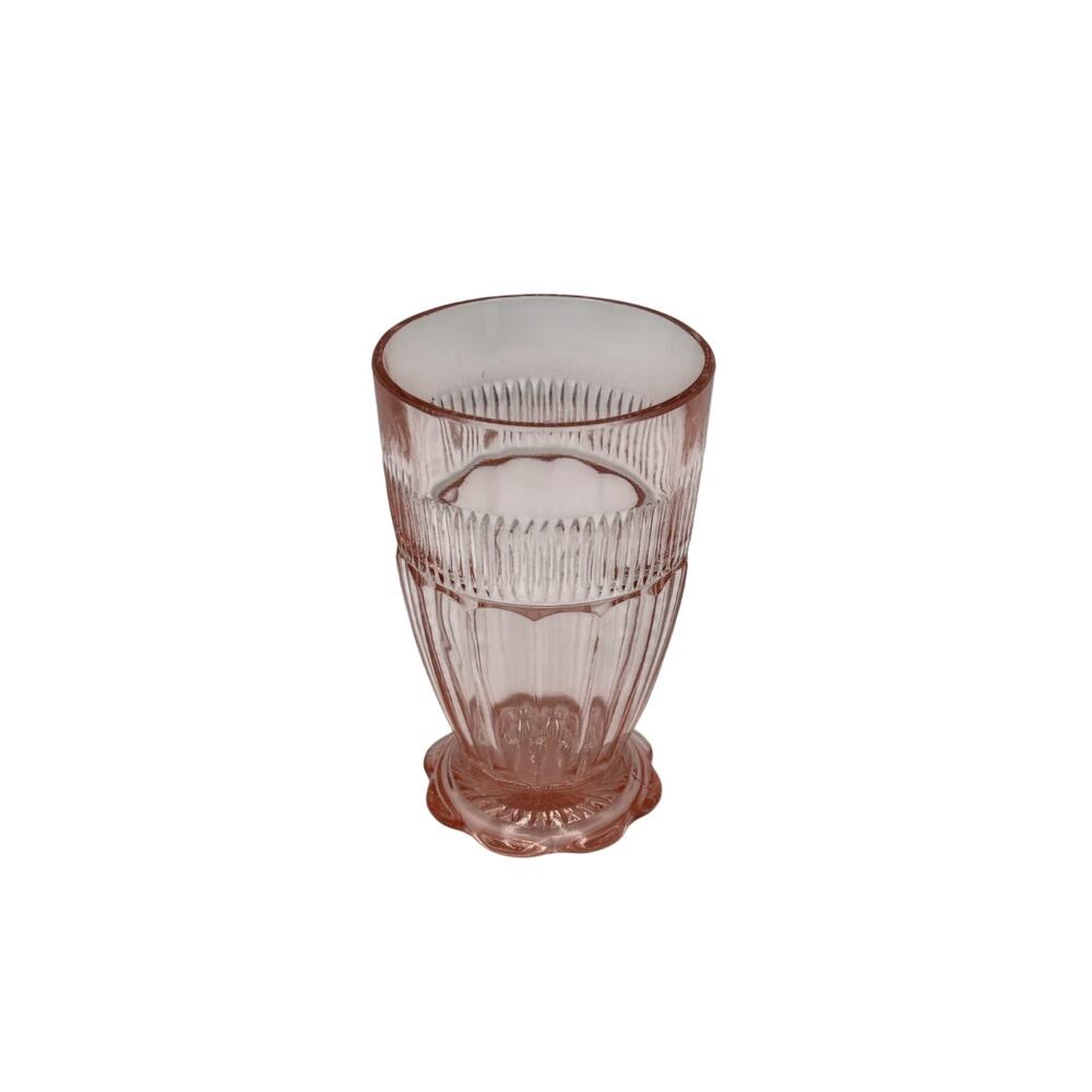 Anchor Hocking Vintage Pink Depression 1930's Coronation Footed Tumbler Glass
